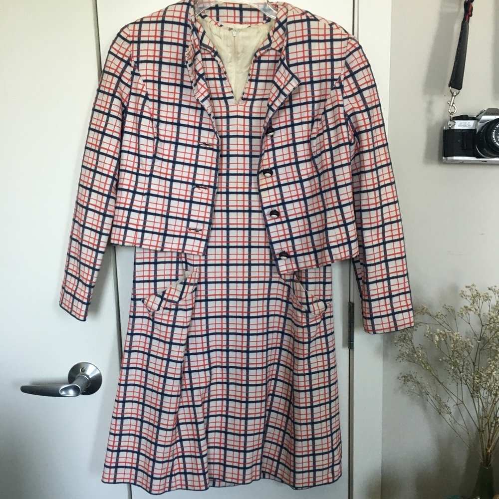 Authentic 1950s Plaid Minidress w Matching Jacket!